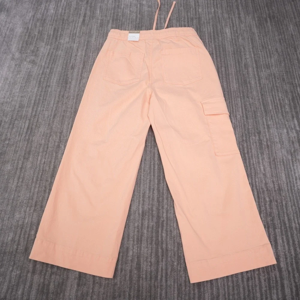 Chico's Cargo Pants Womens 0.5 Peach NEW Wide Leg Crop Drawstring Cotton Blend